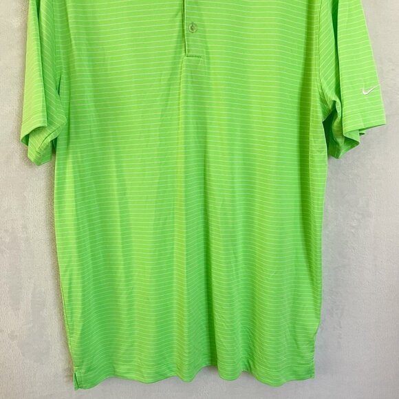 Men's Nike Golf tour performance Neon Green White Stripe Polo shirt Size L - Picture 4 of 11
